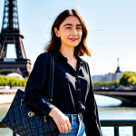 **

"A stylish Parisian woman, in her 30s, walking along the Seine river on a sunny day. She's wearing a chic, casual outfit (jeans and a simple blouse) and carrying the black Calvin Klein monogram tote bag. The Eiffel Tower is visible in the background. Focus on the bag's details and the overall Parisian aesthetic. Fully clothed, modest attire, safe for work, appropriate content, professional photography, high quality, perfect anatomy, natural proportions."

**