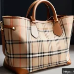 버버리 캔버스 토트백 추천 - A sophisticated Burberry tote bag made from natural fiber canvas, featuring a subtle tartan pattern ...